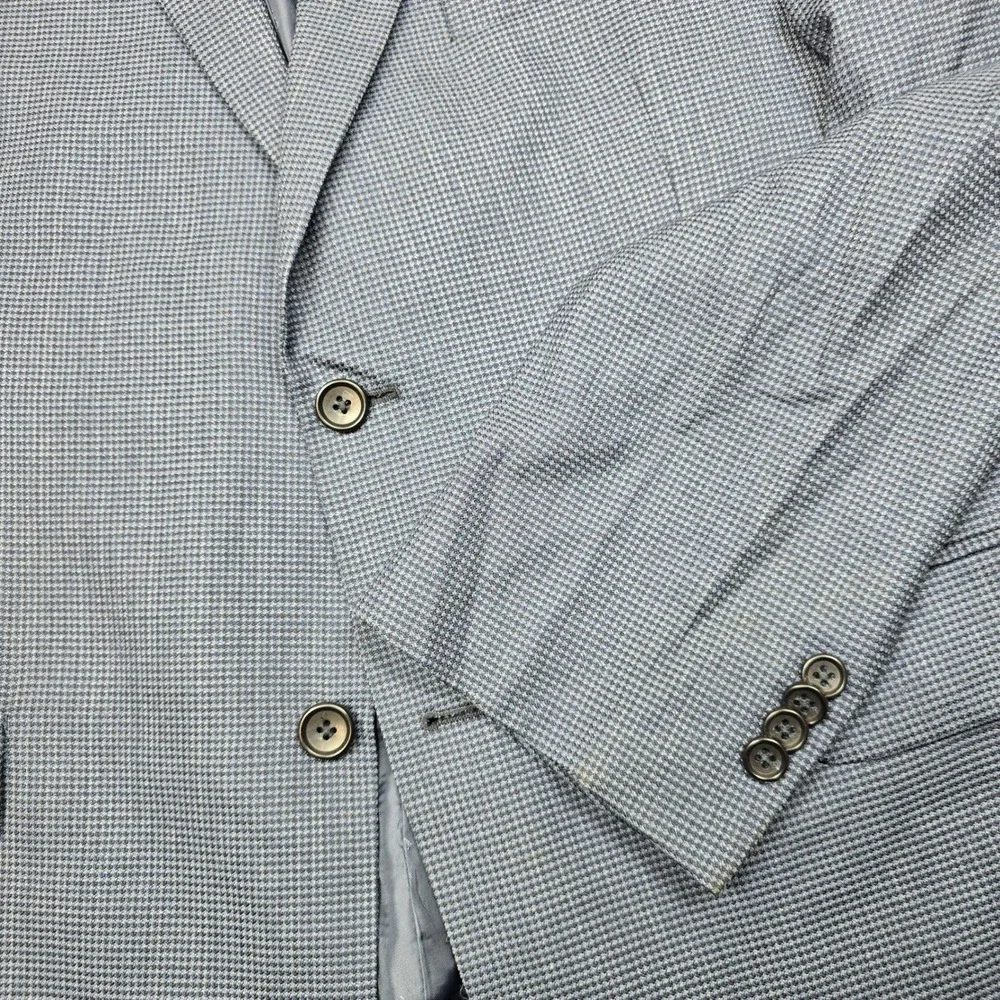 JoS A Bank‎ Reserve Sport Coat Mens 44R Blue Houndstooth Silk Wool Blazer